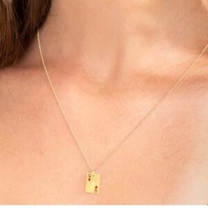 JEWLR Queen of Hearts Playing Card Charm Necklace in 10K gold